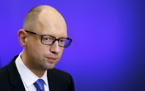Ukraine's PM Yatseniuk briefs the media after meeting EU Council President Tusk in Brussels