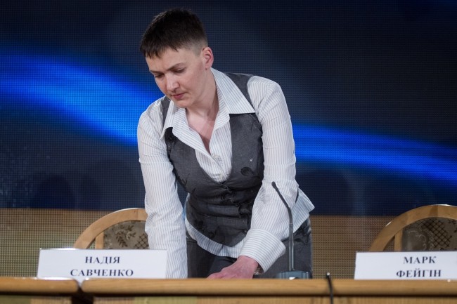 The press conference of Verkhovna Rada deputy Nadiya Savchenko in Kyiv on May 27, 2016.