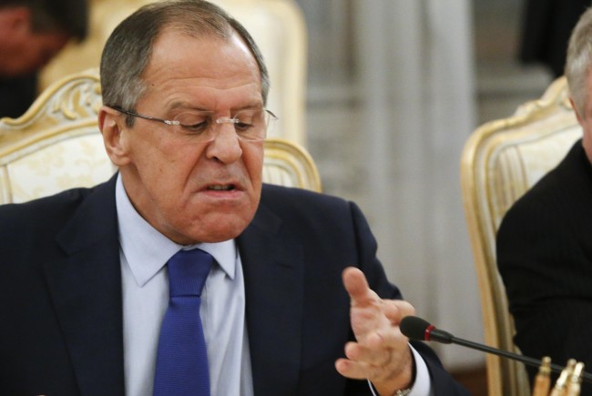Russia's Foreign Minister Sergei Lavrov reacts during a meeting with his German counterpart Frank-Walter Steinmeier (not pictured) in Moscow November 18, 2014. Steinmeier said he would assess the chances of making progress to end the crisis in Ukraine during talks in Moscow on Tuesday but Russia said it saw no chance of a breakthrough. REUTERS/Sergei Karpukhin (RUSSIA  - Tags: POLITICS)